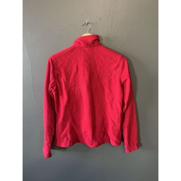 Lands End Womens Red Fleece 1/4 Zip Pullover Sweatshirt Mock Neck Size Small - Picture 2 of 3